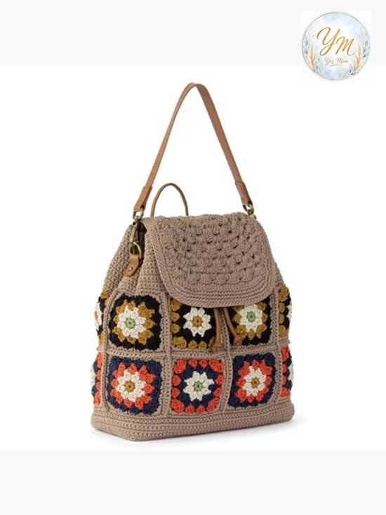 Hand Crochet Backpack - Daypack with Adjustable Removable Straps
